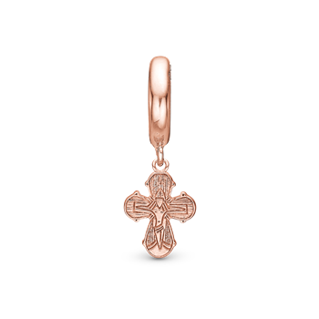 Christina Dagmar Cross charm – rosaforgyldt sølv, 6 mm til Classic læderarmbånd