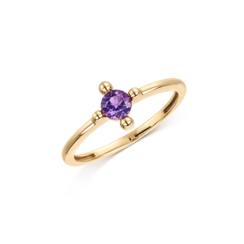 Ring i 8 karat guld med gul ametyst i 4-grab fatning – Støvring Design