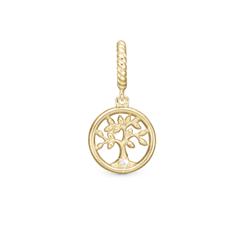 Christina Diamond Tree of Life charm – forgyldt sølv, 4 mm til sølvarmbånd og Slim læder