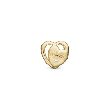 Christina Mor I Love You charm – forgyldt sølv, 4 mm til sølvarmbånd og Slim læder