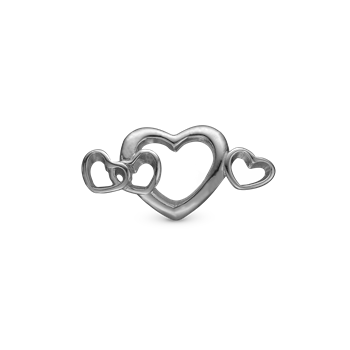 Christina 4 Hearts Love charm – sort sølv, 6 mm til Classic læderarmbånd