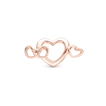 Christina 4 Hearts Love charm – rosaforgyldt sølv, 6 mm til Classic læderarmbånd