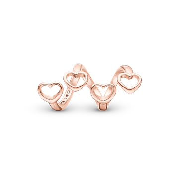 Christina Family Hearts charm – rosaforgyldt sølv, 6 mm til Classic læderarmbånd