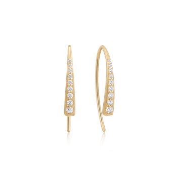 Ørehængere i 8 karat guld med zirkonia, 13 x 3 mm – Støvring Design