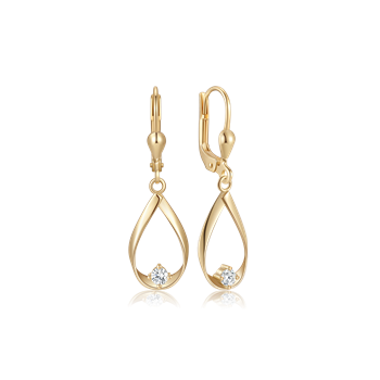 Ørehængere i 8 karat guld med zirkonia, 16 x 9 mm – Støvring Design