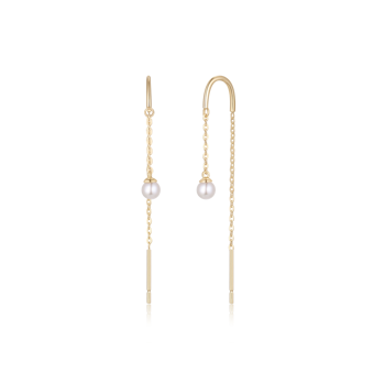 Ørehængere i 8 karat guld med gul ferskvandsperle – Støvring Design