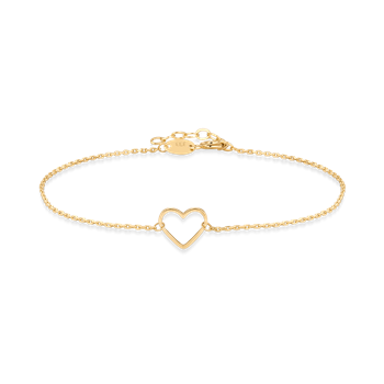 Armbånd i 8 karat guld med hjerte, 6 x 8 mm – Støvring Design