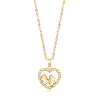 Halskæde i 8 karat guld med gul hjerte zirkonia, 11 x 12 mm – Støvring Design