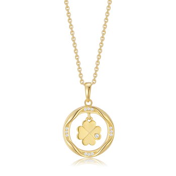 Halskæde i 8 karat guld med gul hjerte zirkonia, 45 cm – Støvring Design