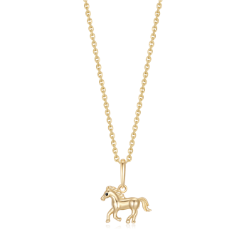 Halskæde i 8 karat guld med hest, 8 x 5 mm – Støvring Design