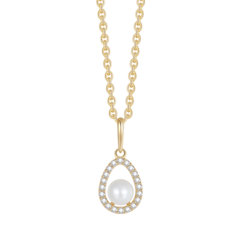 Vedhæng i 8 karat guld med gul dråbe zirkonia, 45 cm – Støvring Design
