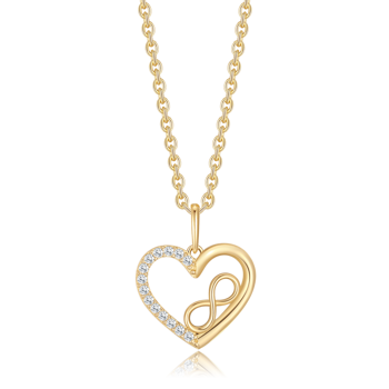 Halskæde i 8 karat guld med gul hjerte zirkonia, 45 cm – Støvring Design