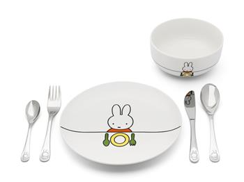 Noa Kids miffy-middagsstel, 6 dele, porcelæn / rustfrit stål