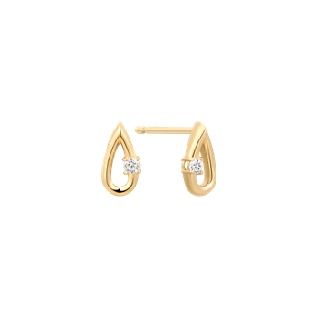 Ørestikker i 14 karat guld med zirkonia, 6 x 3,5 mm – Støvring Design