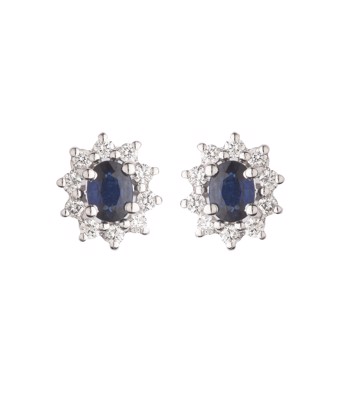L&G ørestik 14 kt. hvidguld 0,19 Wsi roset safir 0,46ct
