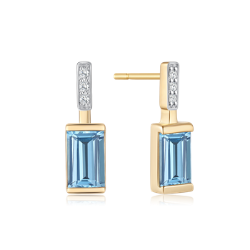 Ørestikker i 14 karat guld med zirkonia, 5 x 4 mm – Støvring Design
