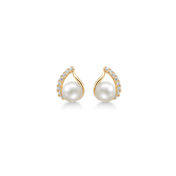 Ørestikker i 8 karat guld med gul dråbe zirkonia – Støvring Design
