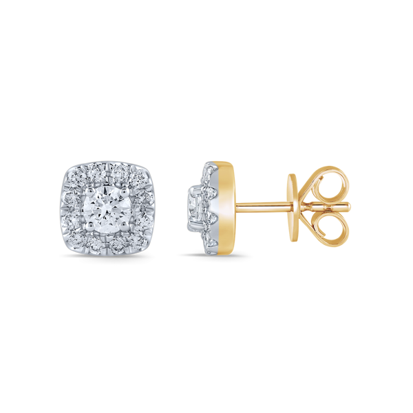 14 karat guld ørestikker med brillianter med ialt 0,56 ct W/SI