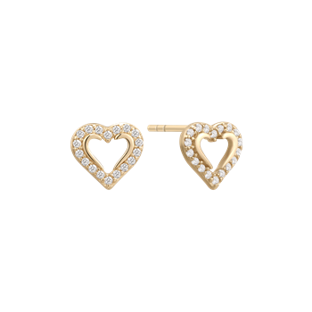 Ørestikker i 14 karat guld med gul hjerte zirkonia – Støvring Design
