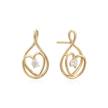 Ørestikker i 14 karat guld med zirkonia, 15 x 7 mm – Støvring Design