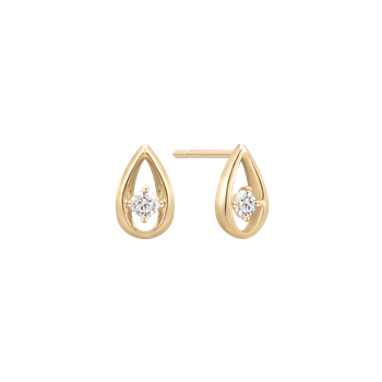 Ørestikker i 14 karat guld med zirkonia, 7 x 3 mm – Støvring Design