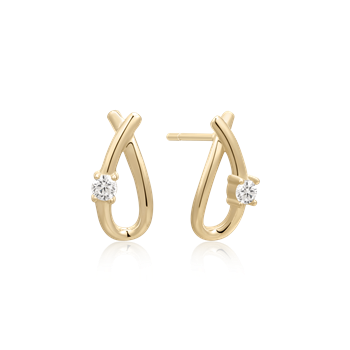 Ørestikker i 14 karat guld med zirkonia, 9 x 4 mm – Støvring Design
