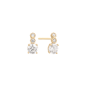 Ørestikker i 14 karat guld med zirkonia, 7 x 4 mm – Støvring Design