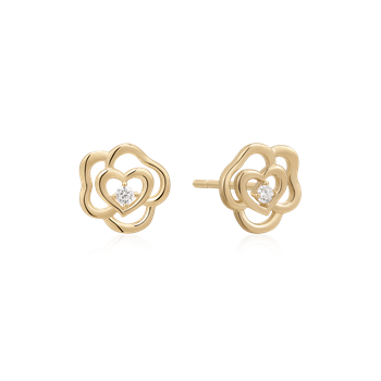 Ørestikker i 14 karat guld med gul hjerte zirkonia – Støvring Design
