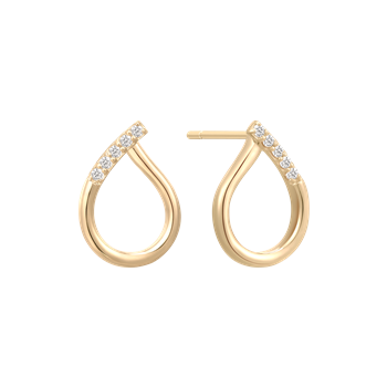 Ørestikker i 14 karat guld med zirkonia, 10 x 6 mm – Støvring Design