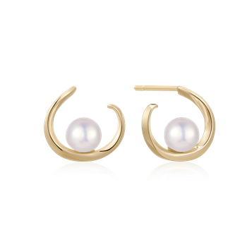 Ørestikker i 14 karat guld med gul ferskvandsperle – Støvring Design
