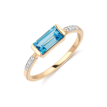 Ring i 14 karat guld med zirkonia, 8 x 4 mm – Støvring Design