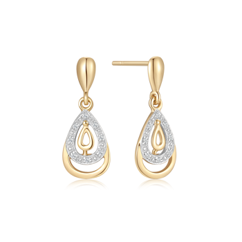 Ørehængere i 14 karat guld med gul dråbe zirkonia – Støvring Design