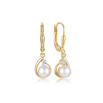 Ørehængere i 14 karat guld med zirkonia, 9 x 6 mm – Støvring Design