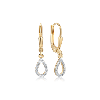 Ørehængere i 14 karat guld med gul dråbe zirkonia, 7 x 5 mm – Støvring Design