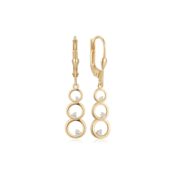 Ørehængere i 14 karat guld med zirkonia, 18 x 5 mm – Støvring Design