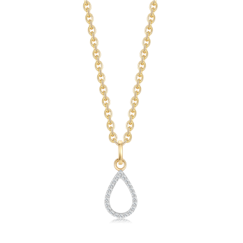 Halskæde i 14 karat guld med zirkonia, 11 x 6 mm – Støvring Design