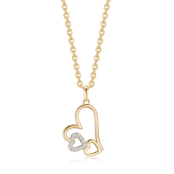Halskæde i 14 karat guld med gul hjerte zirkonia, 15 x 12 mm – Støvring Design
