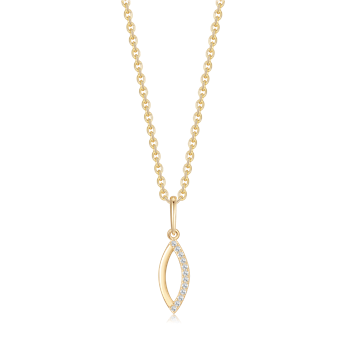 Halskæde i 14 karat guld med zirkonia, 11 x 4 mm – Støvring Design