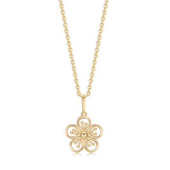 Halskæde i 14 karat guld med blomst, 45 cm – Støvring Design