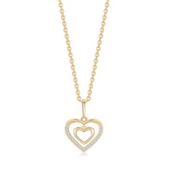 Halskæde i 14 karat guld med zirkonia, 9 x 11 mm – Støvring Design