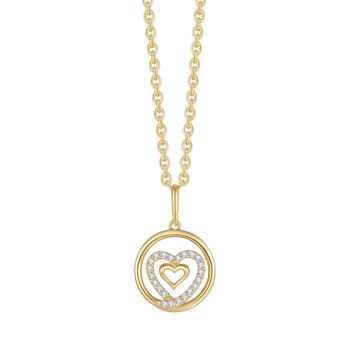 Vedhæng i 14 karat guld med gul hjerte zirkonia, 45 cm – Støvring Design