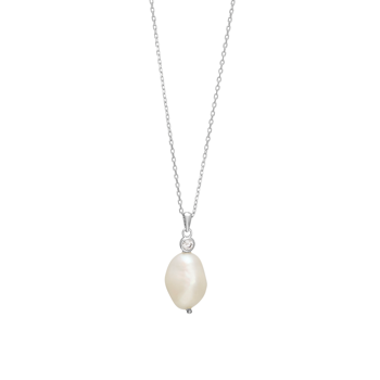 Nordahl rhd. sølvkæde BAROQUE52 perle + cz 18mm