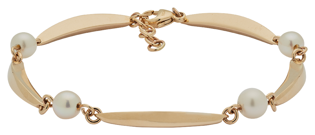 Armbånd med banan & perle i 14 karat guld, 18+2 cm fra Siersbøl – forhandlet hos Houmann.dk