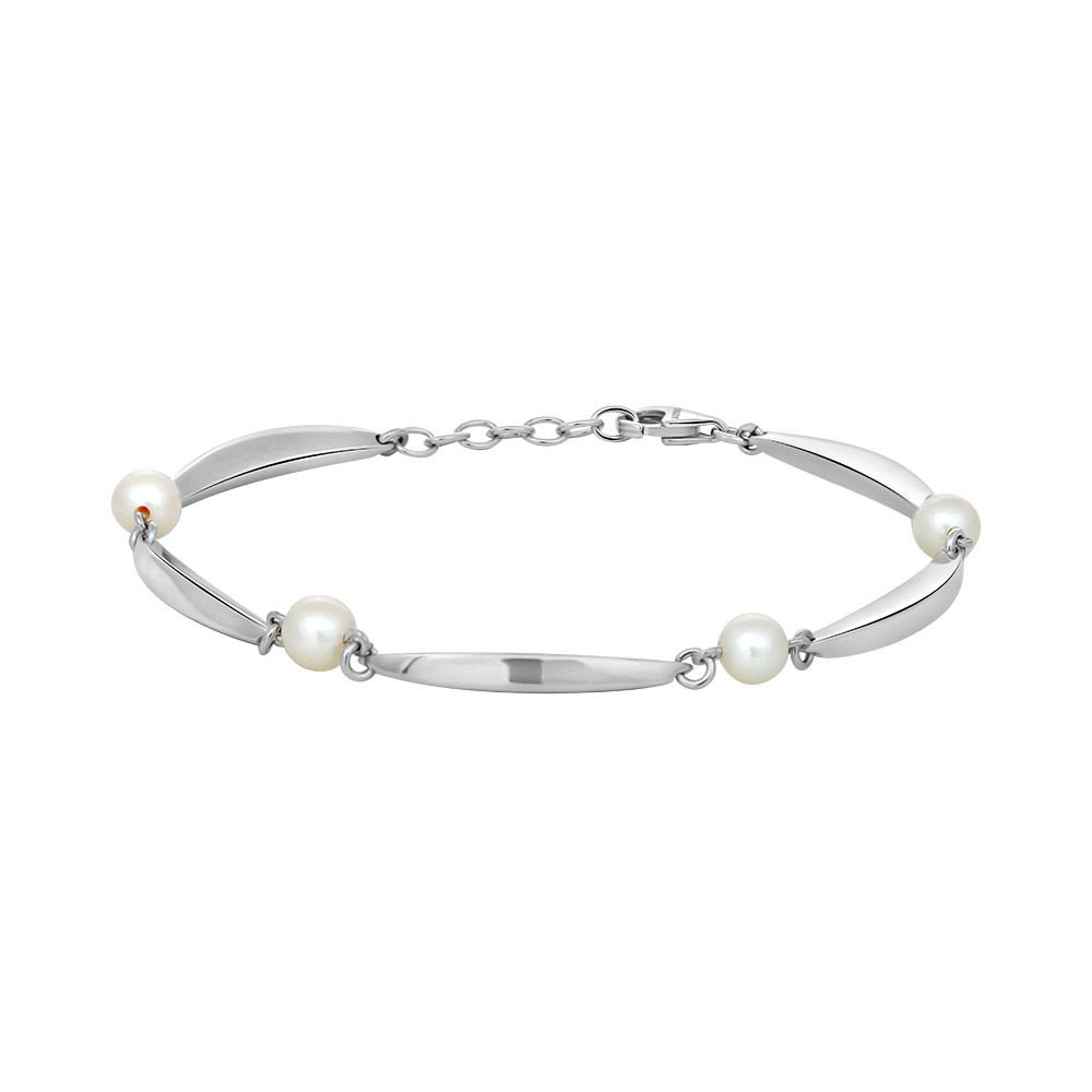 Armbånd med banan & perle i rhodineret sterling sølv fra Siersbøl – forhandlet hos Houmann.dk
