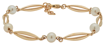 Armbånd med bure & perle i 14 karat guld, 18+2 cm fra Siersbøl – forhandlet hos Houmann.dk