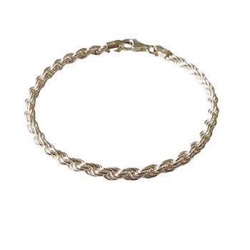 4mm Bjørn Borg - Cordel kæde i Blank Sterlingsølv Armbånd 21 cm, fra San - Links of Joy