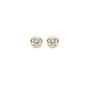 Ørestikker i forgyldt sølv med klar rund zirkonia, 5 mm – Støvring Design