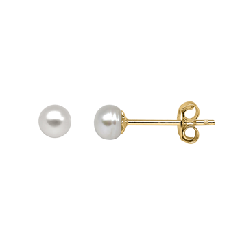 Ørestikker i forgyldt sølv med ferskvandsperle, 4 mm – Støvring Design