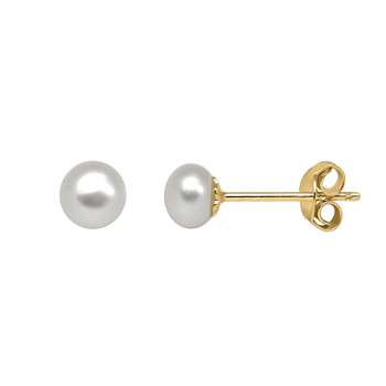 Ørestikker i forgyldt sølv med ferskvandsperle, 5 mm – Støvring Design