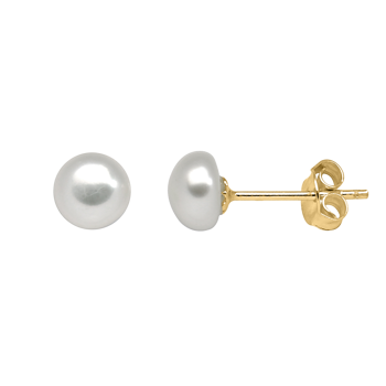 Ørestikker i forgyldt sølv med ferskvandsperle, 6 mm – Støvring Design
